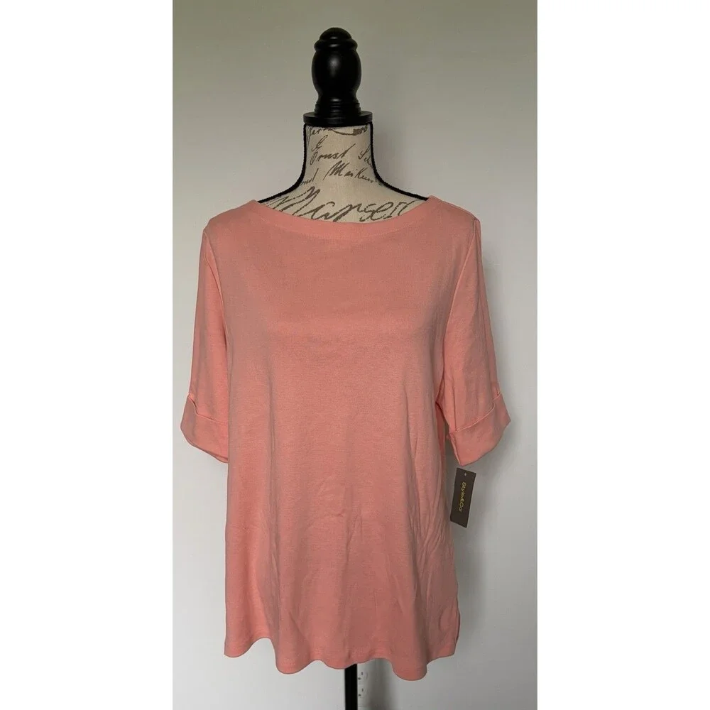 Women’s Style & Co. Peach 3/4 Sleeve Top Size X-Large NWT - Picture 1 of 2